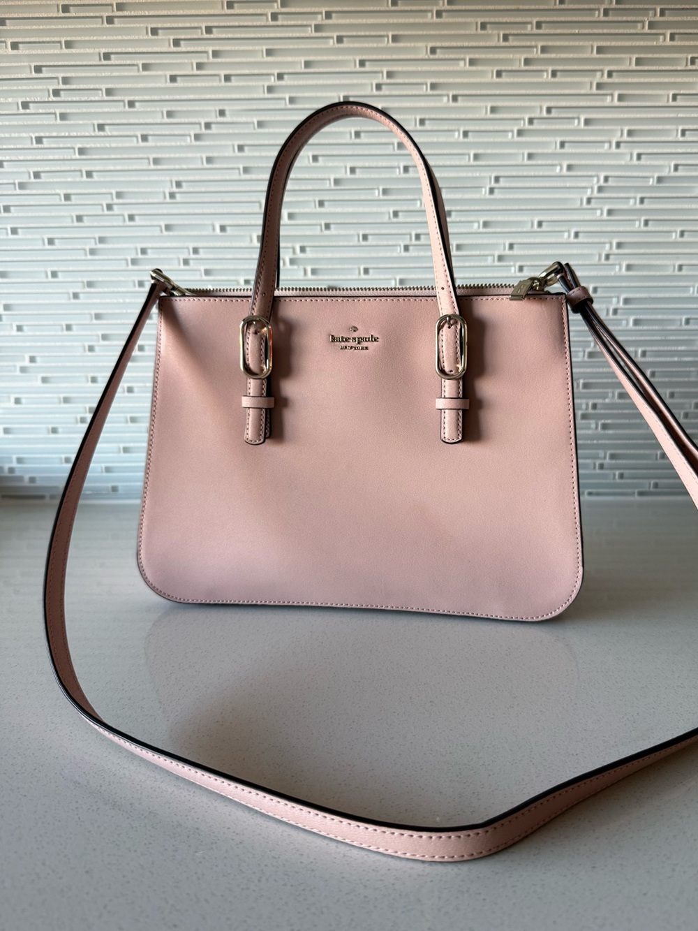Kate Spade Connie Medium Triple Gusset Leather Satchel in Light Pink Rose Blush